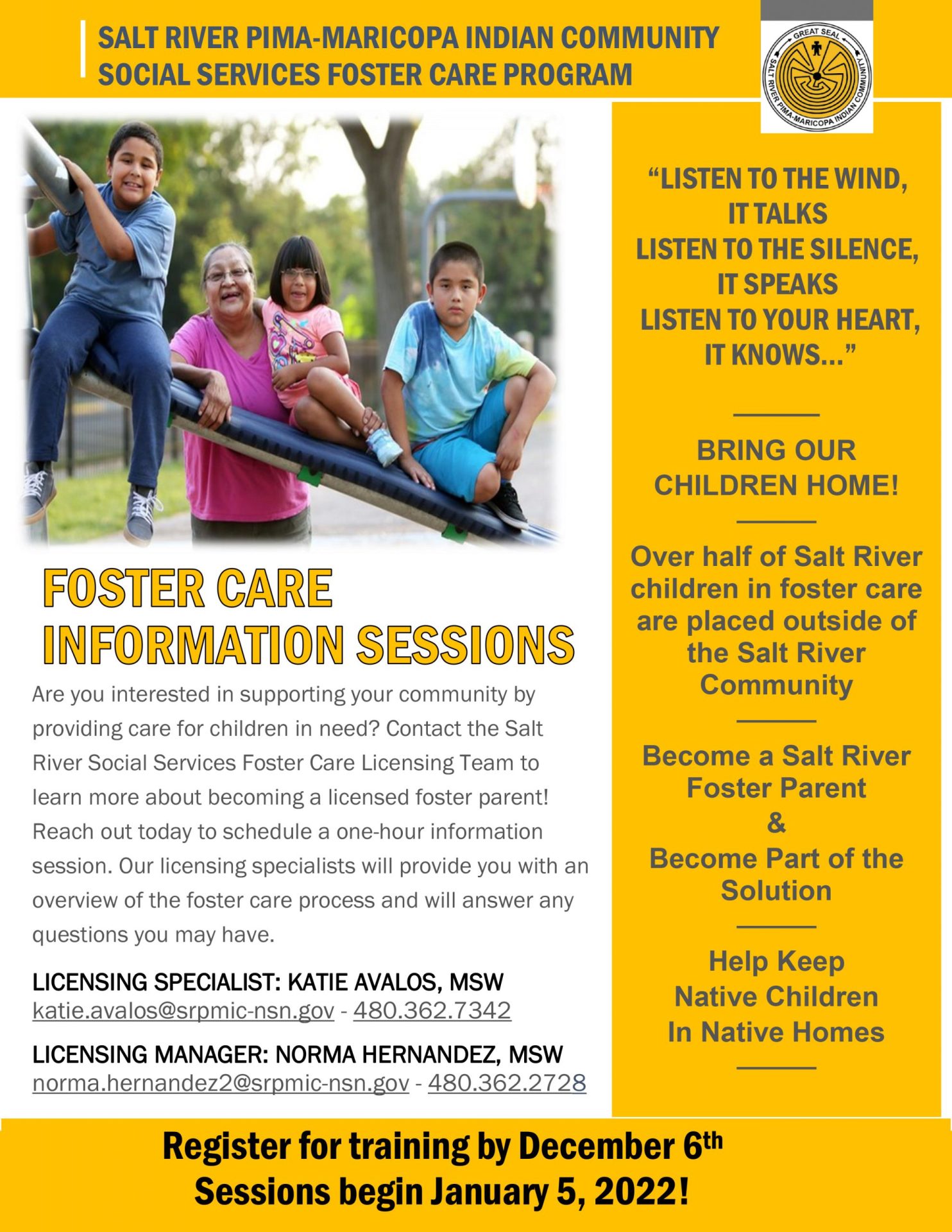 Salt River Foster Care Program Seeking Community Members to Become Foster Parents Salt River Foster Care Program Seeking Community Members to Become Foster Parents