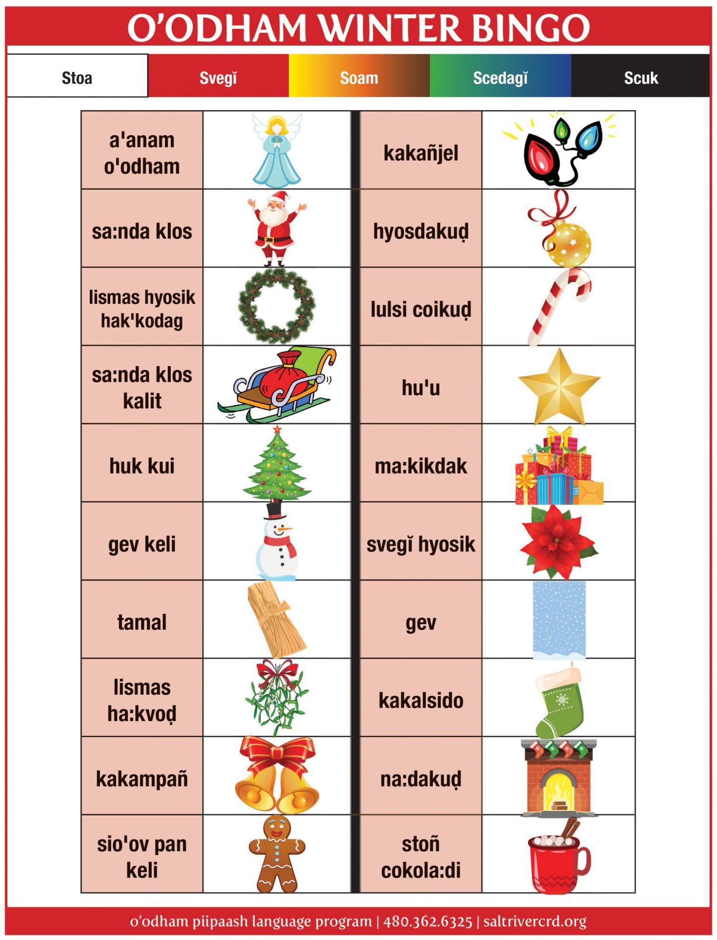 O’odham Piipaash Language Program Plays Holiday Bingo