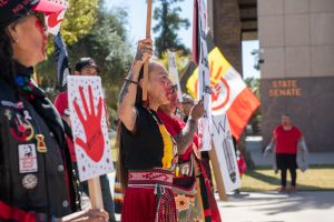 Arizona Capitol Protests: ‘No more stolen people. No more stolen benefits’ Protestors gathered at the state Capitol on March 18.
