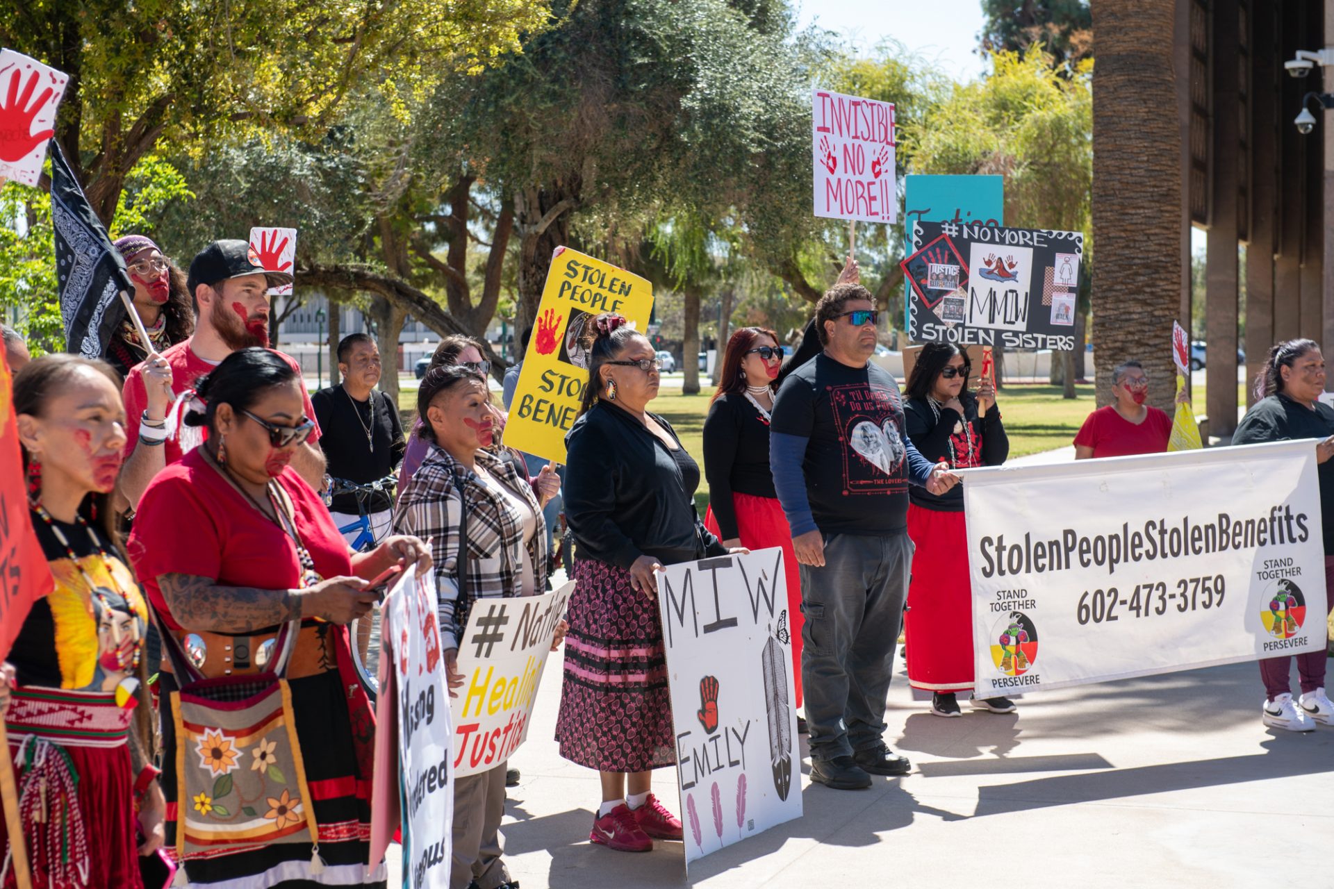Arizona Capitol Protests: ‘No more stolen people. No more stolen benefits’ Protestors gathered at the state Capitol on March 18.