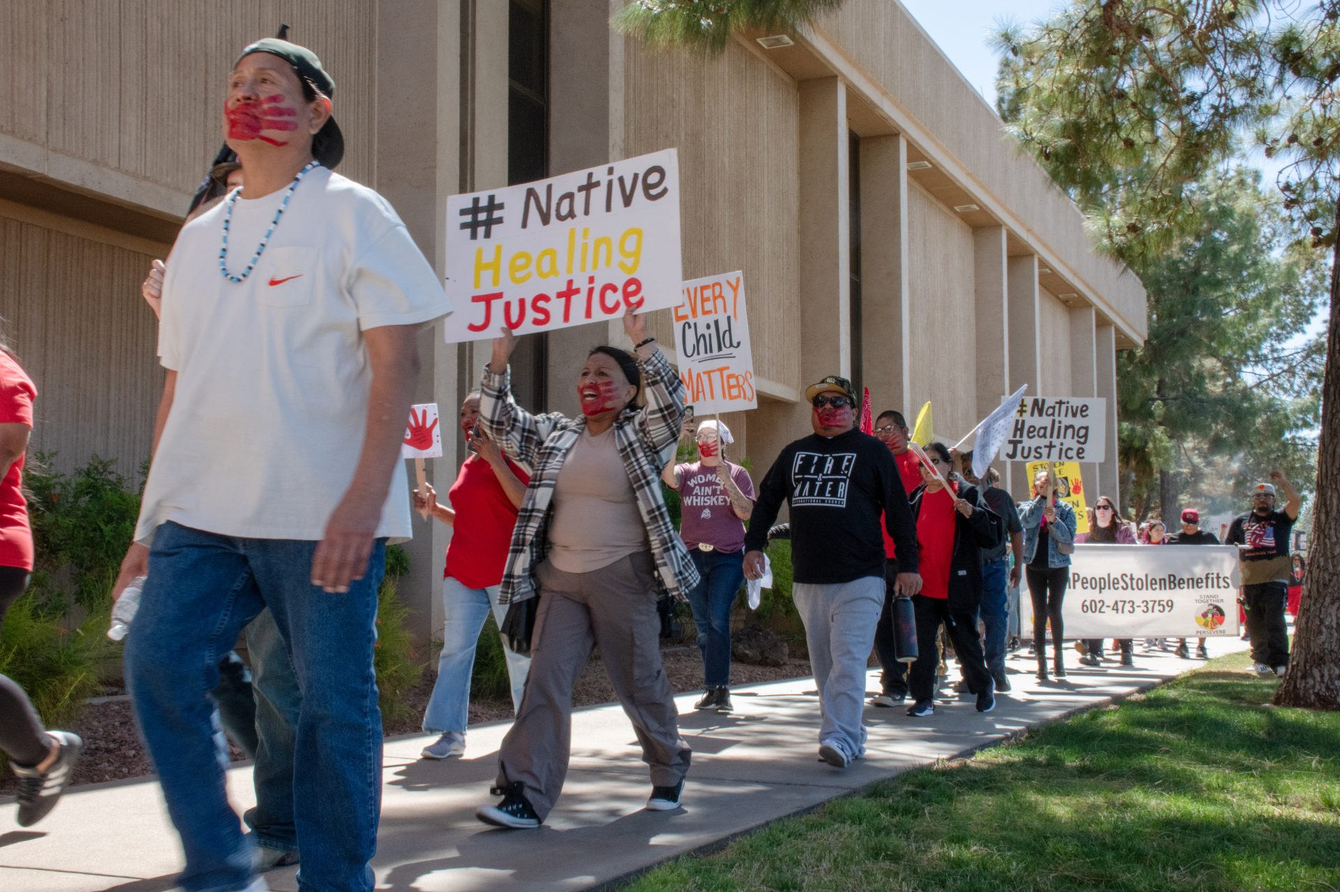 Arizona Capitol Protests: ‘No more stolen people. No more stolen benefits’ Protestors gathered at the state Capitol on March 18.
