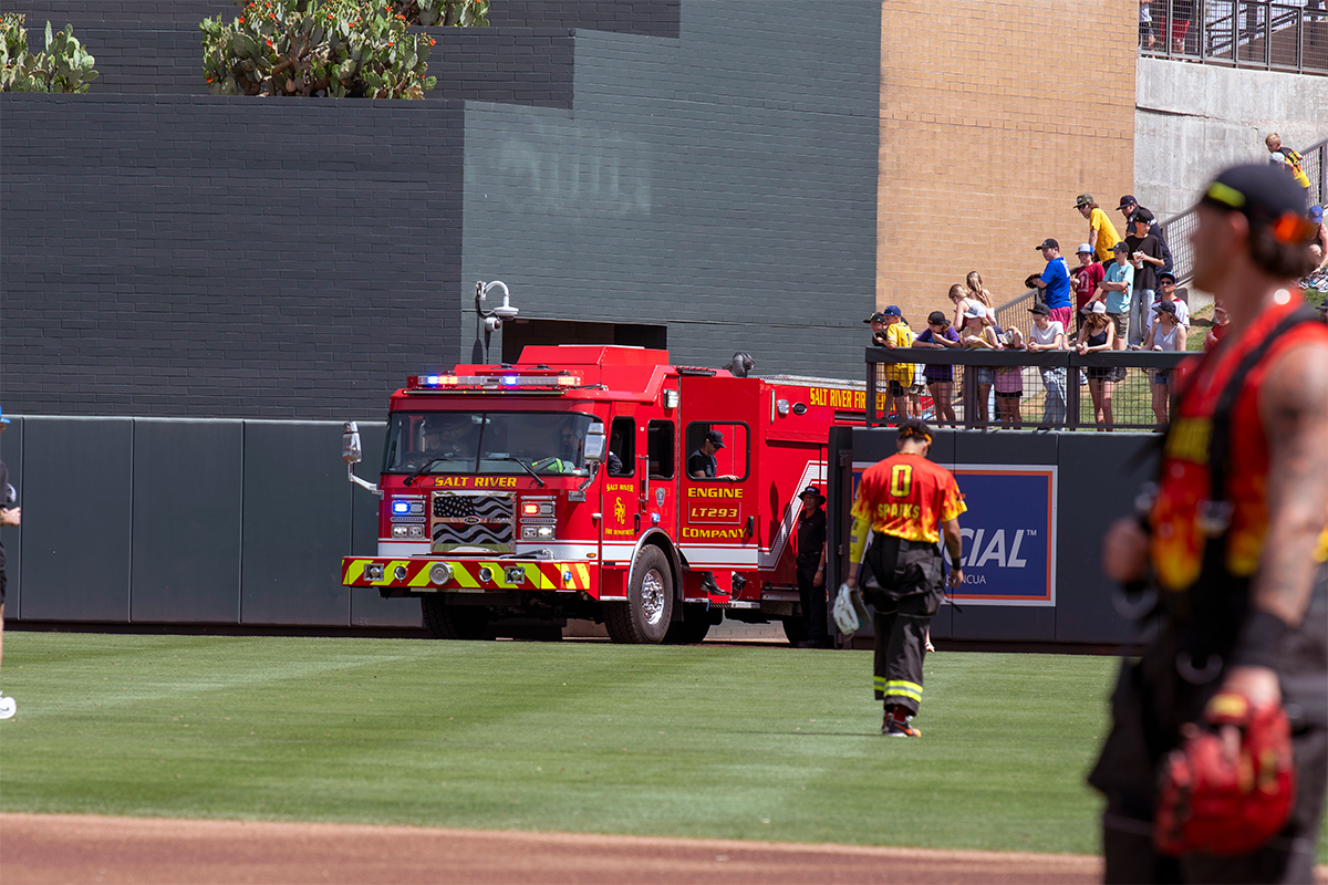 SRFD Firefighter Recognized at Banana Ball Game